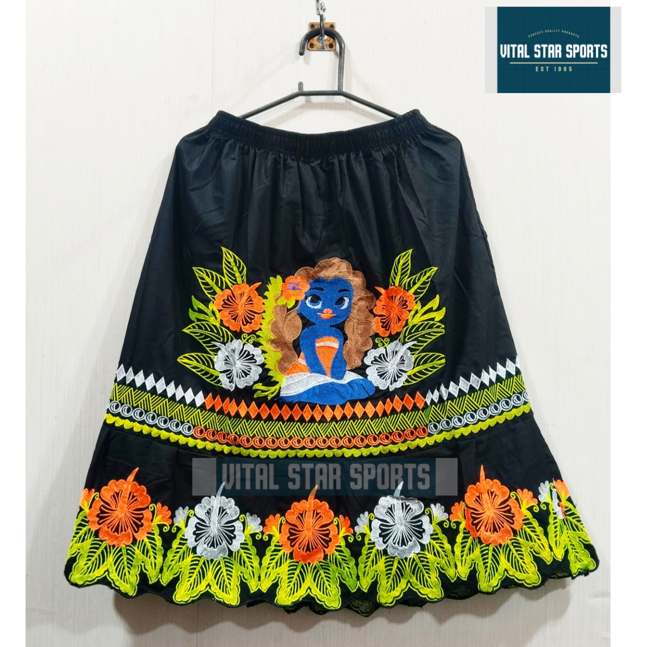 Micronesian ladies embroidery skirt by Vital Star Sports, 100% cotton with colorful floral embroidery