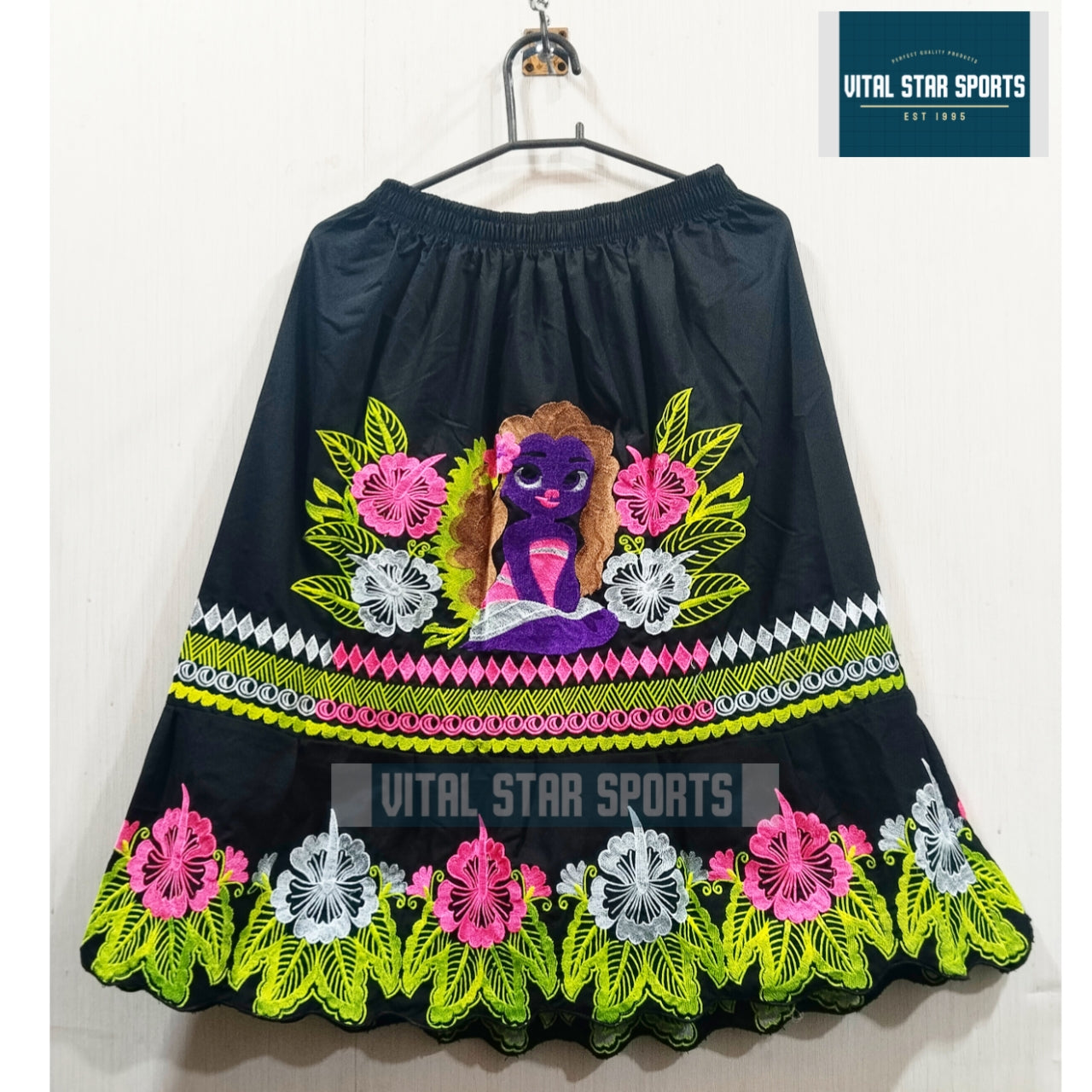 Micronesian ladies embroidery skirt by Vital Star Sports, 100% cotton with colorful floral embroidery