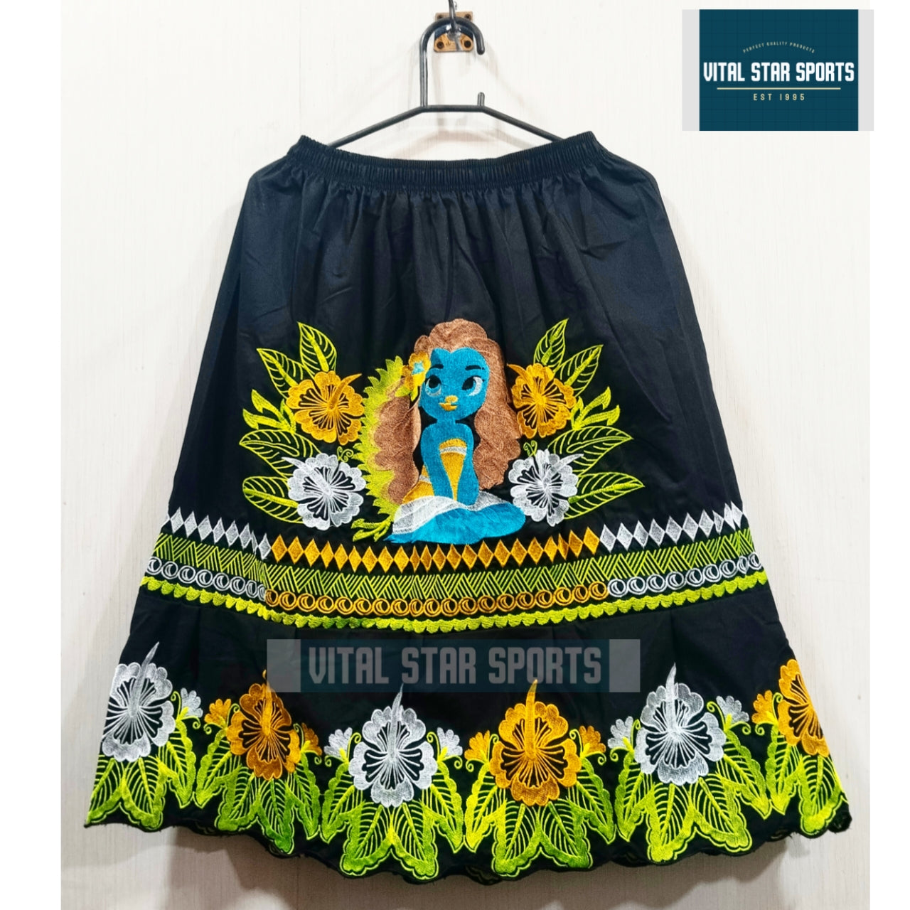 Micronesian ladies embroidery skirt by Vital Star Sports, 100% cotton with colorful floral embroidery
