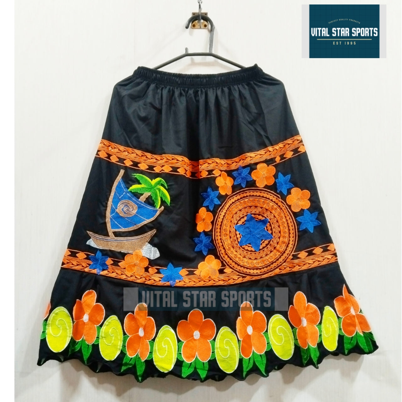 Micronesian ladies embroidery skirt by Vital Star Sports, 100% cotton with colorful floral embroidery